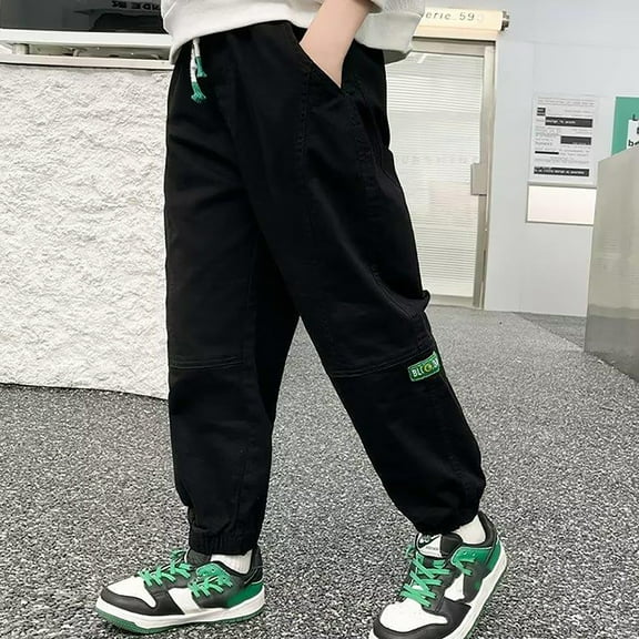 Kids Sweatpants Kids Toddler Boys Summer Lightweight Breathable Casual Pants with Waistband and Pockets Boys Cargo Pants Black 7 Years-8 Years