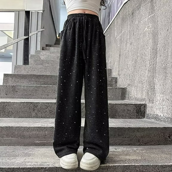 Kids Sweatpants Summer Fall Long Pants Casual Straight Wide Leg Pants Girls Baggy Sweatpants Girl Pants Size 12-13 Years