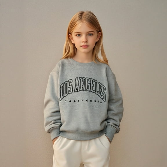 Kids Sweatshirt Boy Letter Graphic Long Sleeve Pullover Crewneck Blouse Shirt Tops Fall Winter Clothes Kids Clothes Girls Size 5-6 Years