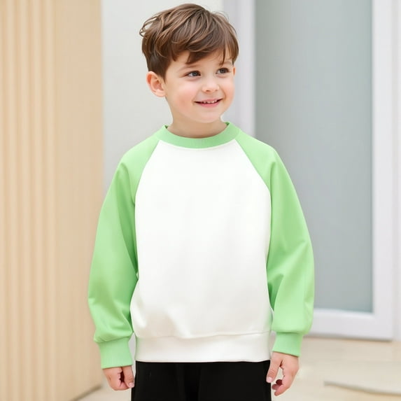 Kids Sweatshirt Boys Color Block Long Sleeve Pullover Crewneck Blouse Shirt Tops Fall Clothes 10-11 Years Sweatshirt