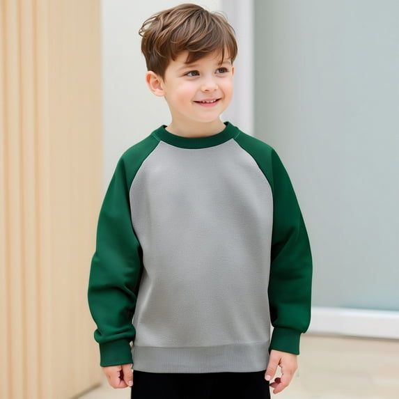 Kids Sweatshirt Boys Long Sleeve Color Block Sweatshirt Kids Crewneck Pullover Tops Winter Clothes Kids Clothes Boys Size 4-5 Years Kids Clothes