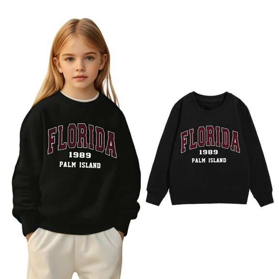 Kids Sweatshirt Boys Long Sleeve Letter Graphic Crewneck Loose Fit Pullover Tops Fall Clothes Girls Clothes 5-6 Years