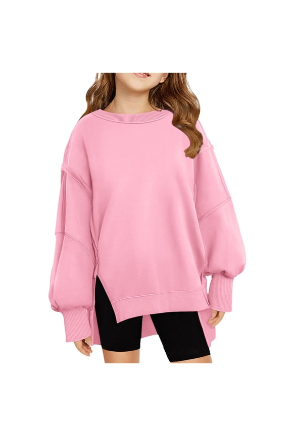Kids Sweatshirt Boys Long Sleeve Pink Sweatshirts Crew Neck Cute Pullover Relaxed Fit Tops Fall Winter Clothes Girls Clothes 7-8 Years