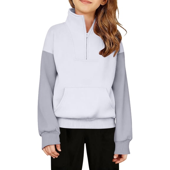 Kids Sweatshirt Boys Long Sleeve White1 Sweatshirt Kids Crewneck Loose Fit Pullover Tops Fall Winter Clothes Girls Tops Size 7-8 Years