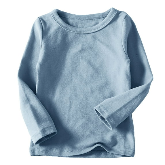 Kids Sweatshirt New Toddler Boy Girl Basic Solid Plain Cotton T Shirts Tops Comfort Long Sleeve Tee Shirt Girls Clothes Crewneck Tee Pullover Girls Soft and Comfortable Tops Size 6 Months