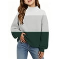 thumbnail image 1 of Kids' Sweatshirt Color Block Mock Neck Dropped Shoulder Long Sleeve Casual Pullover Basic Comfortable Fall Top, 1 of 4