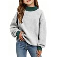 thumbnail image 1 of Kids' Sweatshirt Contrast Trim Mock Neck Long Sleeve Casual Pullover Basic Comfortable Solid Color Fall Top, 1 of 4