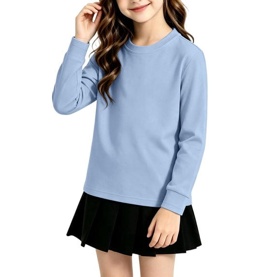Kids' Sweatshirt Crewneck Long Sleeve Casual Pullover Basic Comfortable Classic Solid Color Preppy Fall Top