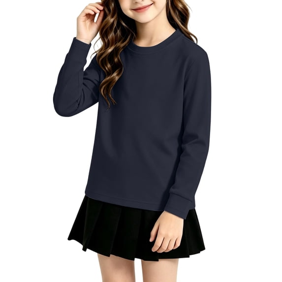 Kids' Sweatshirt Crewneck Long Sleeve Casual Pullover Basic Comfortable Classic Solid Color Preppy Fall Top