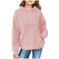 thumbnail image 1 of Kids Sweatshirt Girls 4-18 Fayshow0 140 Pink 48%Polyester,38%Rayon,11%Cotton,3%Spandex Solid Color Children Hooded Top Girls Long Sleeved Sweatshirt Round Neck Pullover Top, 1 of 3