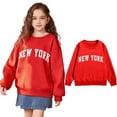thumbnail image 1 of Kids Sweatshirt Girls Long Sleeve New York City Letter Print Sweatshirts Crewneck Loose Fit Pullover Tops Fall Clothes Sweat Shirts for Girls 9-10 Years Kids Clothes, 1 of 5