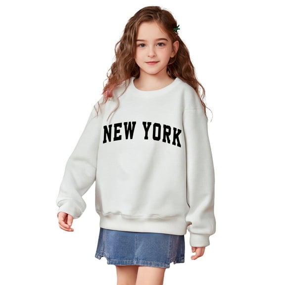 Kids Sweatshirt Long Sleeve New York City Letter Print Sweatshirts Pullover Crewneck Blouse Shirt Tops Winter Clothes Little Boy Clothes 4-5 Years Kids Clothes