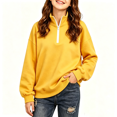 thumbnail image 1 of Kids' Sweatshirt Quarter-Zip Stand Collar Long Sleeve Casual Pullover Basic Comfortable Solid Color Fall Top, 1 of 4