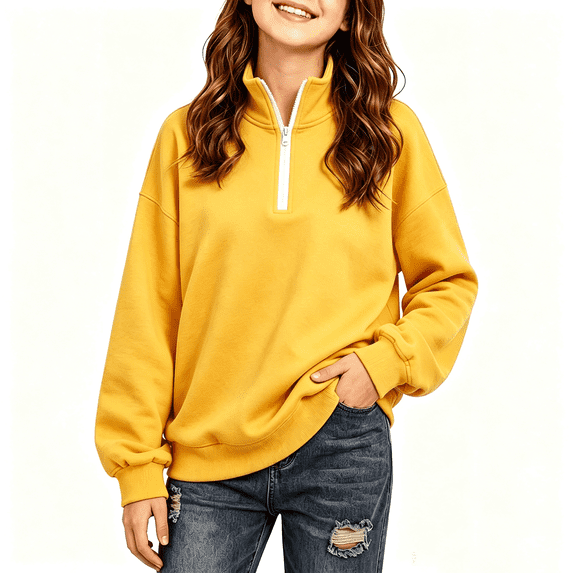 Kids' Sweatshirt Quarter-Zip Stand Collar Long Sleeve Casual Pullover Basic Comfortable Solid Color Fall Top