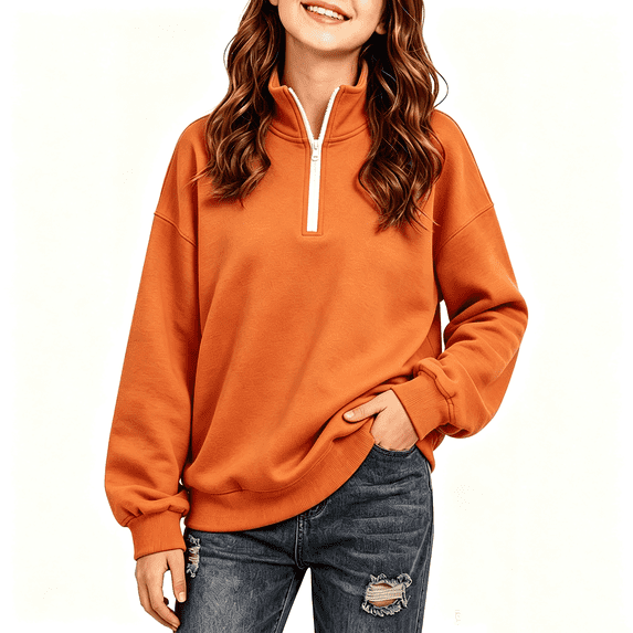 Kids' Sweatshirt Quarter-Zip Stand Collar Long Sleeve Casual Pullover Basic Comfortable Solid Color Fall Top