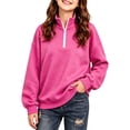 thumbnail image 1 of Kids' Sweatshirt Quarter-Zip Stand Collar Long Sleeve Casual Pullover Basic Comfortable Solid Color Fall Top, 1 of 3