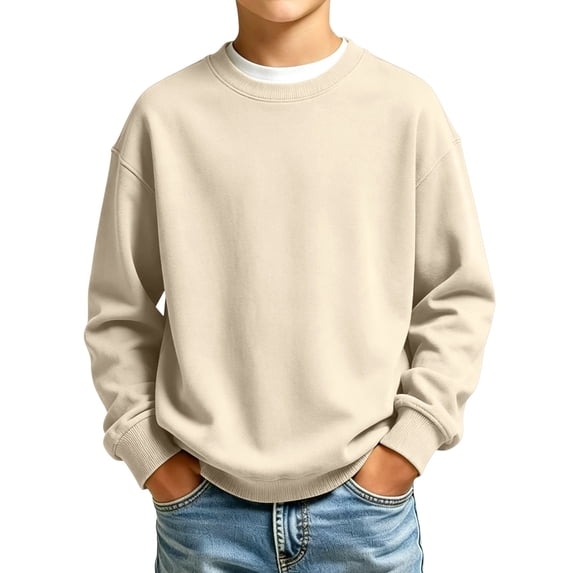 Kids' Sweatshirt Relaxed Fit Dropped Shoulder Crewneck Long Sleeve Casual Pullover Basic Comfortable Fall Top