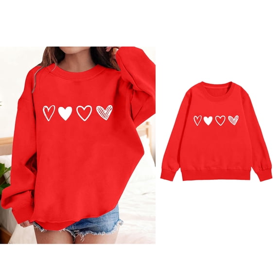 Kids Sweatshirt Valentines Day Sweatshirt Long Sleeve Heart Sweatshirt Crewneck Sweatshirt Pullover Cute Sweatshirts for Girls 5-6 Years