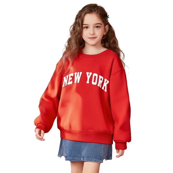 Kids Sweatshirt for Boys Girls Letter Graphic Long Sleeve Crewneck Sweatshirts Pullover Tops Winter Clothes Toddler Girl Clothes 9-10 Years