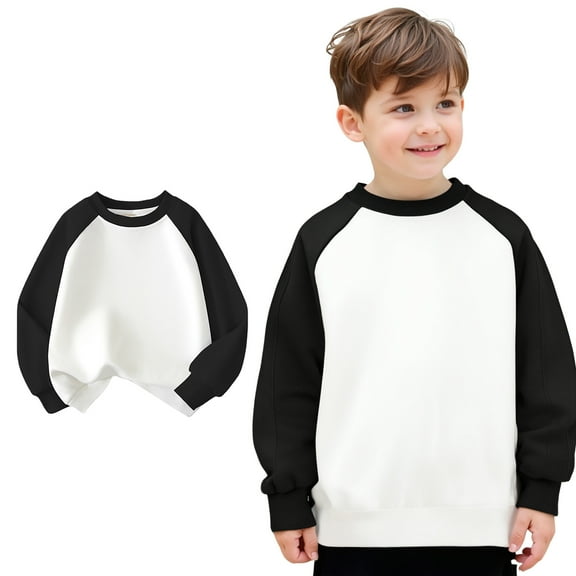 Kids Sweatshirt for Boys Girls Long Sleeve Color Block Pullover Crewneck Blouse Shirt Tops Warm Fall Winter Clothes 8-9 Years Toddler Girl Clothes