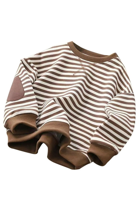 Kids Sweatshirt for Boys Long Sleeve Kids Brown Sweatshirt Crewneck Pullover Casual Sport Sweatshirts Fall Winter Clothes Boy Clothes 5-6 Years