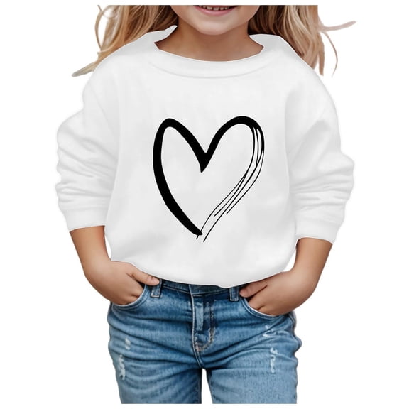 Kids Sweatshirt for Boys Long Sleeve White Sweatshirt Girls Pullover Crewneck Blouse Shirt Tops Fall Clothes Cute Sweatshirts for Girls 6-7 Years