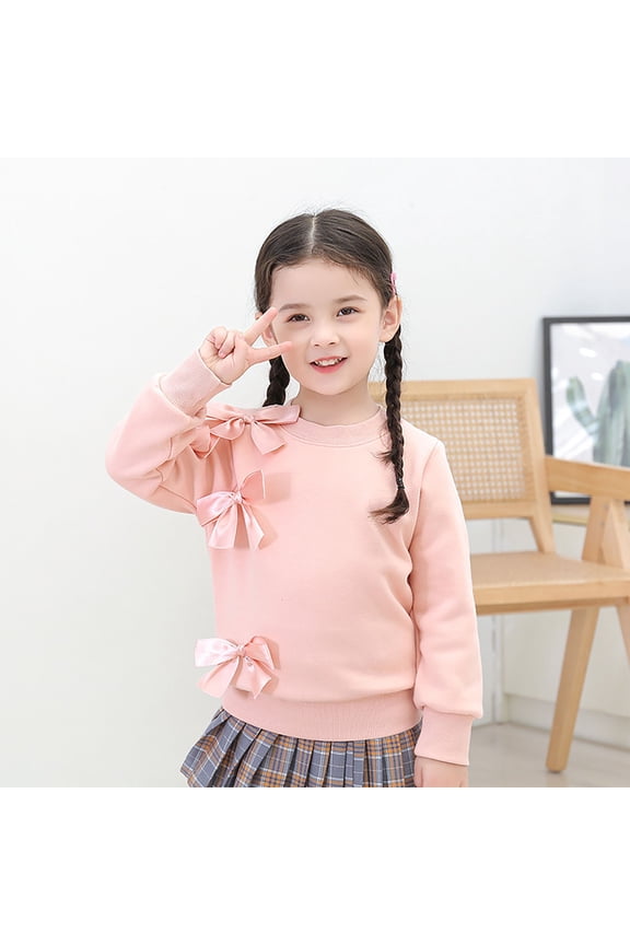 Kids Sweatshirt for Girls Long Sleeve Girls Sherpa Lined Sweatshirt Crewneck Pullover Tops Fall Winter Clothes Clothes for 3-4 Years Old Girls