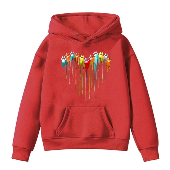 Kids Sweatshirts 1-13 Years Old Girl Fashion Print Long Sleeve Oversized Tops Fall Toddler Clothes, Red, 3 Years