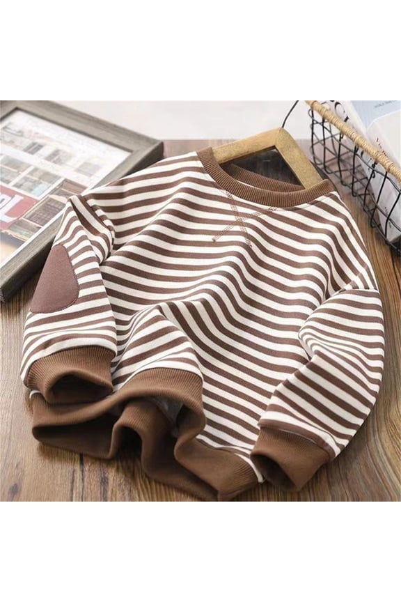 Kids Sweatshirts for Boys Long Sleeve Brown Sweatshirt Girls Crewneck Pullover Casual Sport Sweatshirts Fall Winter Clothes Size 5-6 Years Boys Clothes
