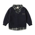 thumbnail image 1 of Kids Sweatshirts for Boys Long Sleeve Kids Navy Sweatshirt Plaid V Neck Cute Pullover Relaxed Fit Tops Fall Winter Clothes Sweat Shirts for Boys 6-7 Years, 1 of 3