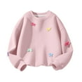 thumbnail image 1 of Kids Sweatshirts Fall Fashion Long Sleeve Pullover Tops Casual Crewneck Sweatshirt with Bowknot Size 4-15, 1 of 5