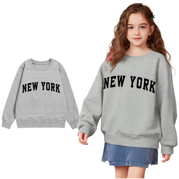 Kids Sweatshirts Girls Letter Print Long Sleeve Crewneck Pullover Tops Fall Clothes Toddler 6-7 Years Boys Clothes