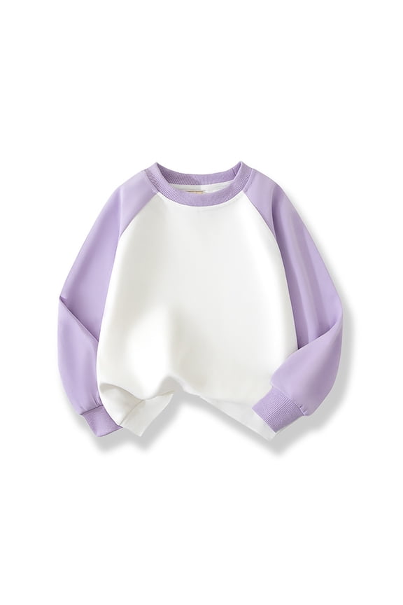 Kids Sweatshirts Girls Long Sleeve Girls Purple Sweatshirt Pullover Crewneck Blouse Shirt Tops Winter Clothes Size 3-4 Years Girls Clothes