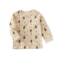 thumbnail image 1 of Kids Sweatshirts Girls Trendy Cute Graphic Long Sleeve Tops for Child Crew Neck Loose Fall Pullover Shirts (Khaki 100), 1 of 3