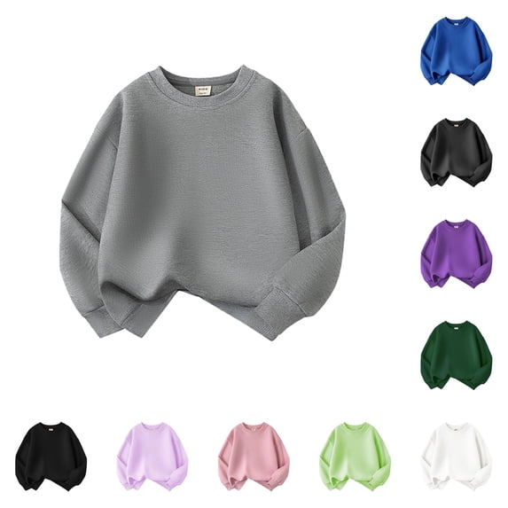 Kids Sweatshirts Girls and Boys Long Sleeve Kids Grey Sweatshirts Pullover Crewneck Blouse Shirt Tops Warm Fall Winter Cute Sweatshirts 3-4 Years