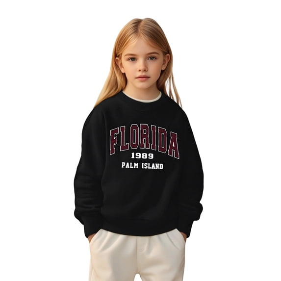 Kids Sweatshirts Long Sleeve Black Sweatshirt Kids Crew Neck Cute Pullover Relaxed Fit Tops Fall Clothes Baby Girls Clothes 8-9 Years Cute Boy Girl Clothing