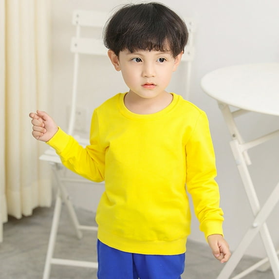 Kids Sweatshirts Size 4-5T Solid Loose Warm Comfortabl Daily Loose Fit Delicate Trendy Yellow Fashion Hoodies & Sweatshirts