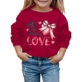thumbnail image 1 of Kids Sweatshirts for Girls Round Neck Long Sleeve Hooded Sweatshirt Letter Print Loose Tunic Blouse Girls' Hoodies & Sweatshirts Red,4-5 Years, 1 of 4