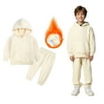 thumbnail image 1 of Kids Sweatsuit 2 Piece Long Sleeve Beige Hoodie and Jogger Sweatpants Fall Winter Clothes Kids Clothes Boys Size 3-4 Years Boys Girls Fashion, 1 of 4