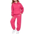 thumbnail image 1 of Kids Sweatsuit 2 Piece Long Sleeve Bow Hoodies Pullover Jogging Pants Fall Clothes Clothes for Girls 4-5 Years Trendy, 1 of 6