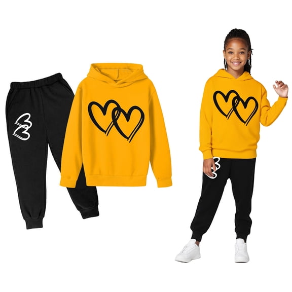 Kids Sweatsuit 2 Piece Long Sleeve Printed Hoodie Sweatshirt and Jogger Pants Warm Fall Winter Clothes 9-10 Years Boys Clothes Boys Girls Fashion
