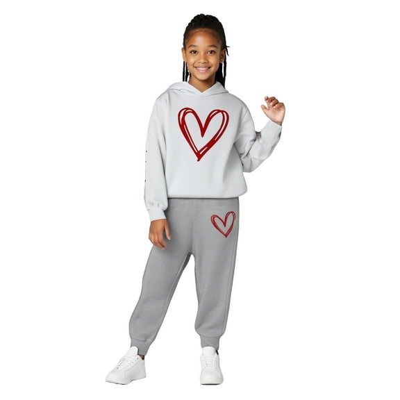 Kids Sweatsuit 2 Piece Long Sleeve Printed Sweatshirt Sweatpants Set Fall Winter Clothes Boys Jogger Set 5-6 Years Boys Girls Fashion