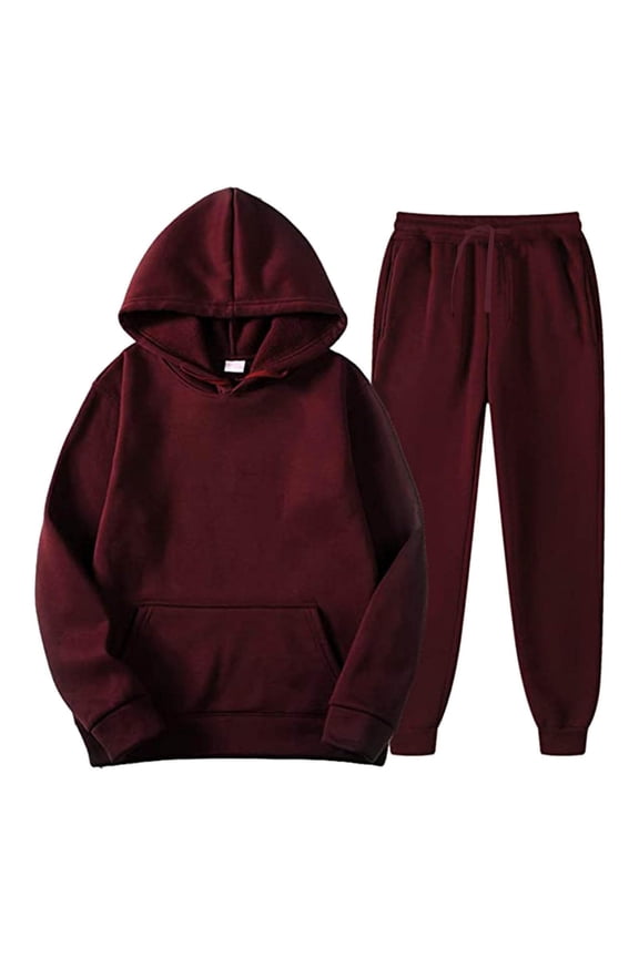 Kids Sweatsuit 2 Piece Tracksuit Hooded Sweatshirt and Jogger Sweatpants Set Unisex Sports Outfits for Boys Girls,Wine 12-13 Years