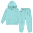 thumbnail image 1 of Kids Sweatsuit 2PC Long Sleeve Bow Hoodies Pullover and Jogger Pants Warm Fall Winter Clothes Girl Clothes Size 6-7 Years, 1 of 5