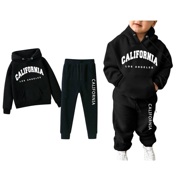 Kids Sweatsuit 2PC Long Sleeve Printed Basic Hoodie and Jogger Pants Fall Winter Clothes 5-6 Years Old Boy Clothes Boys Girls Fashion