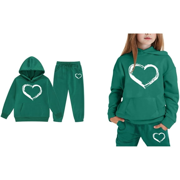 Kids Sweatsuit 2PC Long Sleeve Printed Hoodie Sweatshirt Sweatpants Joggers Set Fall Clothes 8-9 Years Boys Clothes Boys Girls Fashion