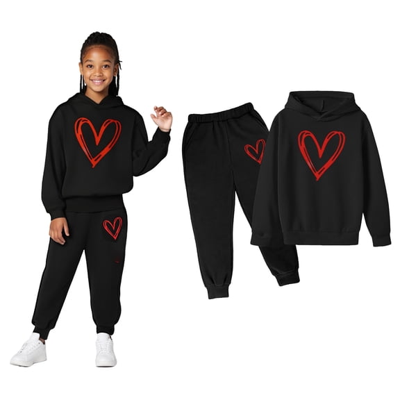 Kids Sweatsuit 2PC Long Sleeve Printed Tracksuit Hoodie Sweatpants Joggers Set Warm Fall Winter Clothes 3-4 Years Old Boy Clothes Boys Girls Fashion