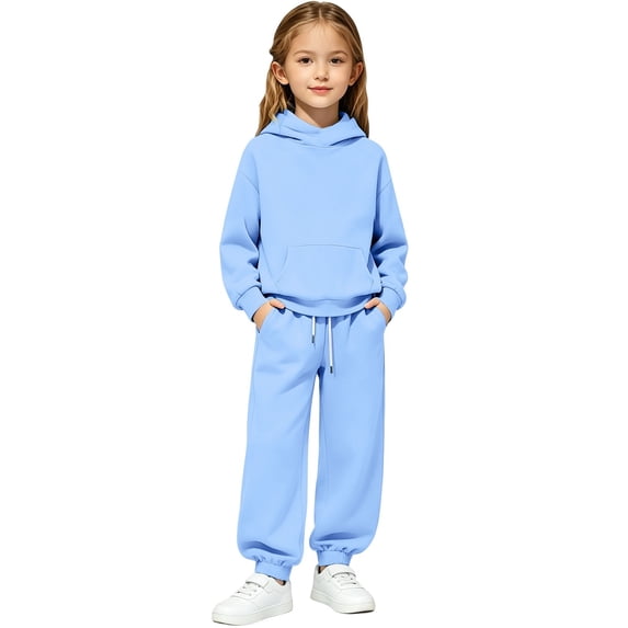 Kids Sweatsuit Girls Boys 2 Piece Tracksuit Jogging Outfits Set Hooded Sweatshirt and Jogger Sweatpants Teen Clothing Sets