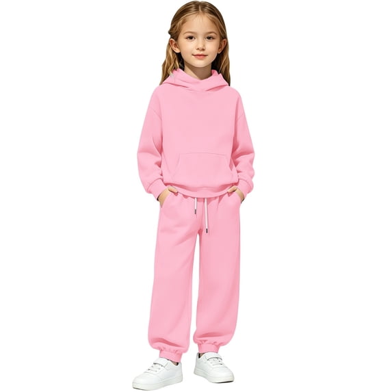 Kids Sweatsuit Girls Boys 2 Piece Tracksuit Jogging Outfits Set Hooded Sweatshirt and Jogger Sweatpants Teen Clothing Sets