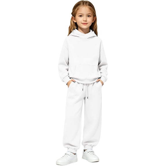 Kids Sweatsuit Girls Boys 2 Piece Tracksuit Jogging Outfits Set Hooded Sweatshirt and Jogger Sweatpants Teen Clothing Sets